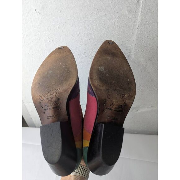 Circle S Corral Rainbow Multi Color Cowgirl Western Low Boots sz 7.5 - Picture 8 of 8